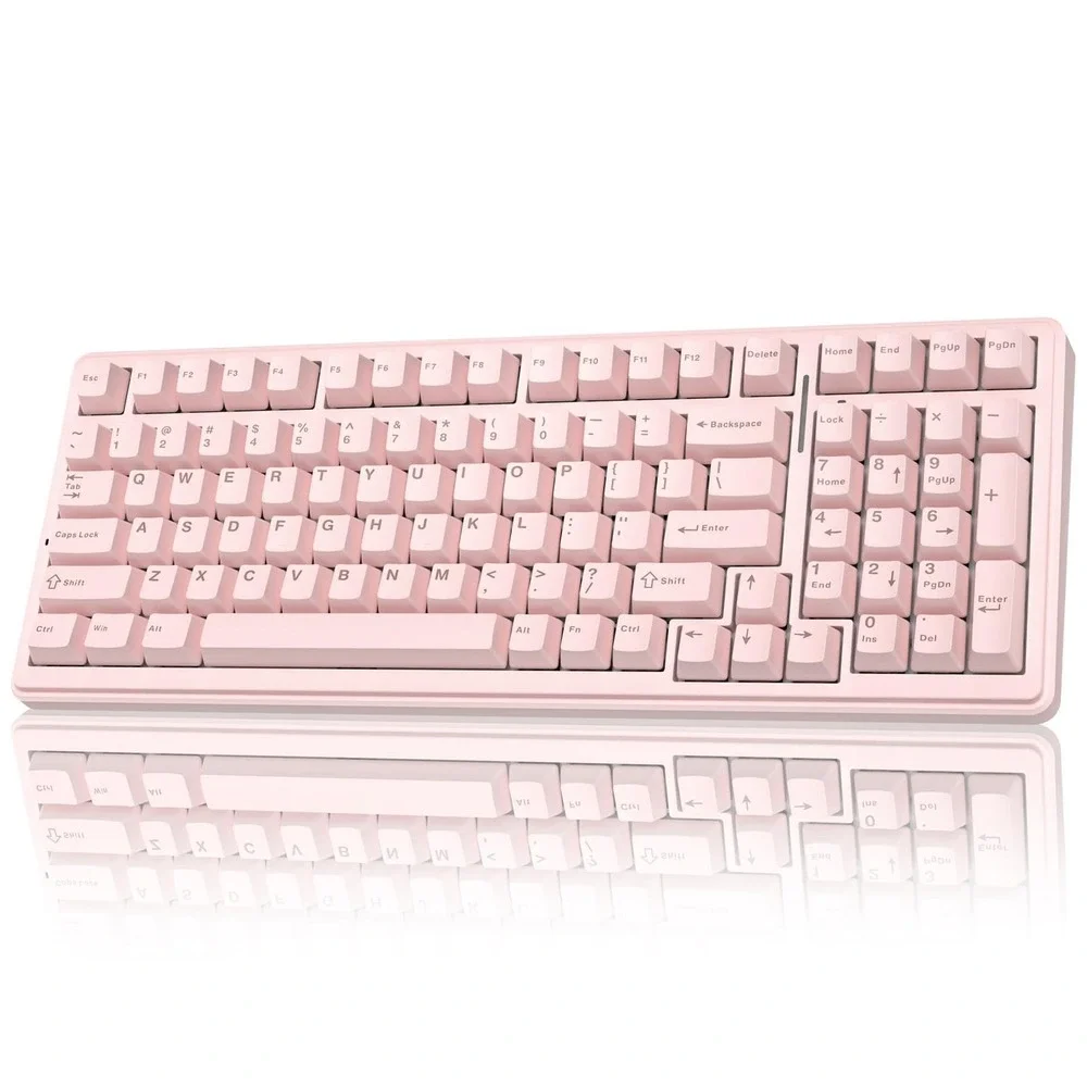 AULA F99 Wireless Mechanical Keyboard Pink Silent Tri-Mode Hot Swap RGB Backlit